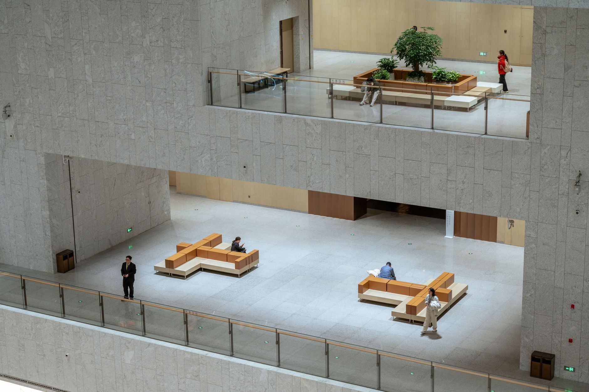 The atrium of a large modern hospital