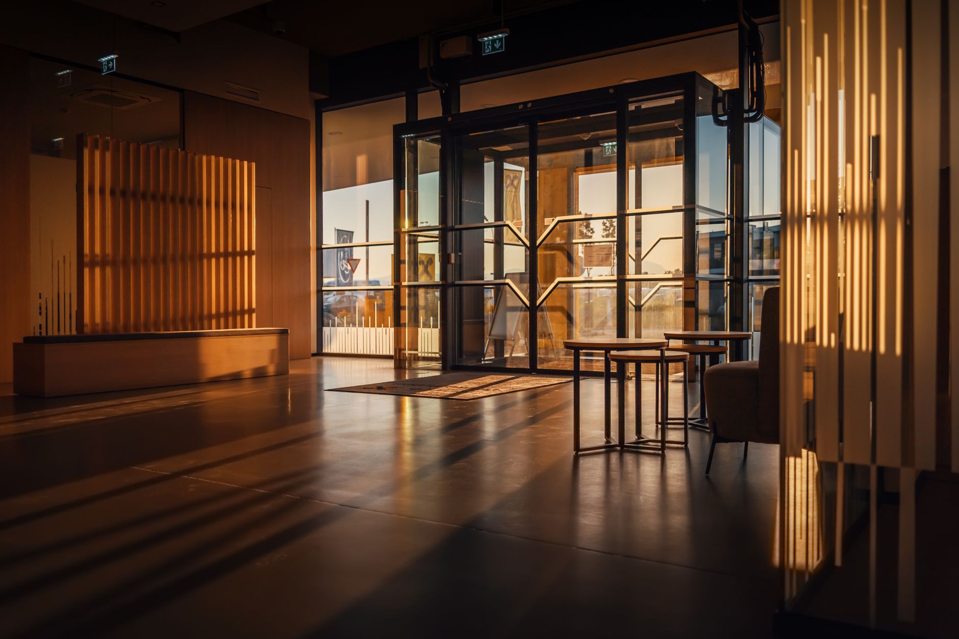 A bright building lobby